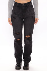 Curvy And I Like It Straight Leg Jeans - Black Ins Street